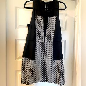 NWT W118 by Walter Baker Black and White Geometric Bettina Dress, Size L